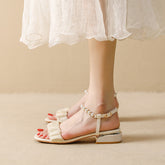 Klassische Damen Pearl Simple Niche Peep Sandalen